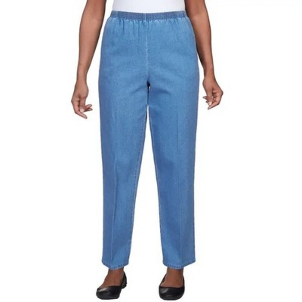 Alfred Dunner Petite Elastic Waist Short Length Pants Women's 14P Medium Denim